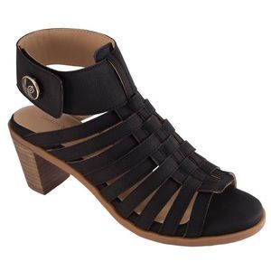 Ellen Black Suede Strappy Bootie Shoe